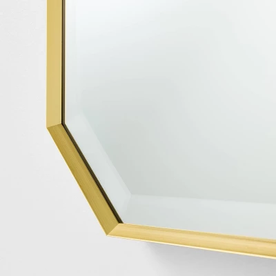 16"x30" Geometric Aluminum Metal Wall Mirror Brass - Threshold™ Designed With Studio McGee: Octagonal, No Assembly, Wall Mount 4 16"x30" Geometric Aluminum Metal Wall Mirror Brass - Threshold™ Designed With Studio McGee: Octagonal, No Assembly, Wall Mount - Image 2