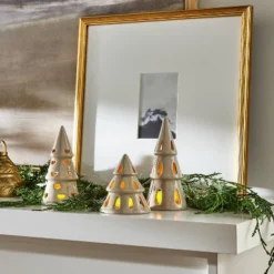 3pc Ceramic Tree LED Tea Light Holder Set - Threshold™ Designed With Studio McGee