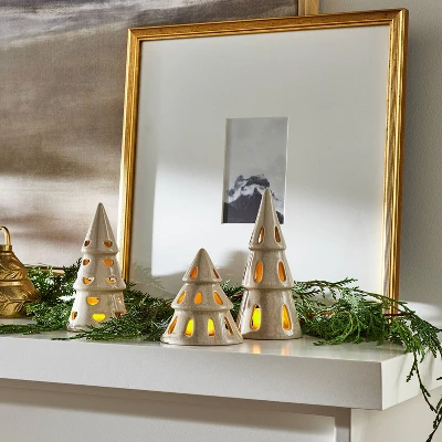 3pc Ceramic Tree LED Tea Light Holder Set - Threshold™ Designed With Studio McGee 3 3pc Ceramic Tree LED Tea Light Holder Set - Threshold™ Designed With Studio McGee