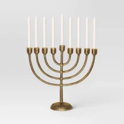 Cast Aluminum Menorah Antique Gold - Threshold™ -LumaHome GUEST 04d068b3 94f9 449c a005 4a5d86e53dc0