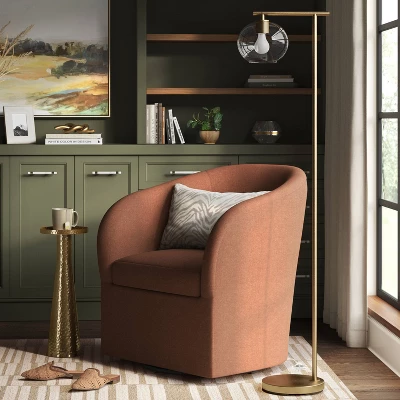 Brass Floor Lamp With Glass Shade - Threshold™: Modern Standing Light, ETL Listed, Metal Body 4 Brass Floor Lamp With Glass Shade - Threshold™: Modern Standing Light, ETL Listed, Metal Body - Image 2