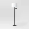 16" Metal Column Swing Arm Floor Lamp Black/White - Threshold™: Adjustable, Modern Design -LumaHome GUEST 0b572553 9e4a 4352 9d32 63a09bdeccc9