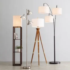 60"x16" Tripod Floor Lamp Oak Tone Wooden Finish - Threshold™: Elegant Standing Lighting, 3-Way Switch, UL Listed -LumaHome GUEST 12eb9924 86da 4a28 9eaa 3aaed057f6ef 1