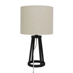 Medium Modern Industrial Assembled Table Lamp Black - Threshold™: UL Listed, Cotton-Linen Shade, Metal Body, No Bulb Included -LumaHome GUEST 19cc2006 fe39 45ed a7d0 b36f31d0c86a