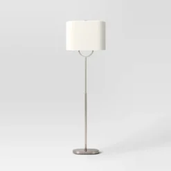 Modern Ring Floor Lamp Brushed Nickel Finish - Threshold™: ETL Listed, Cotton/Polyester Shade, Metal Body