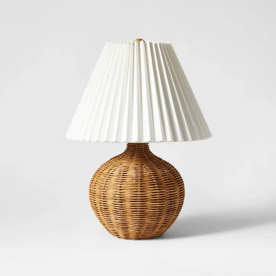 Natural Wicker Table Lamp Brown - Threshold™ Designed With Studio McGee: Chic Pleated Drum Shade, ETL Listed 3 Natural Wicker Table Lamp Brown - Threshold™ Designed With Studio McGee: Chic Pleated Drum Shade, ETL Listed