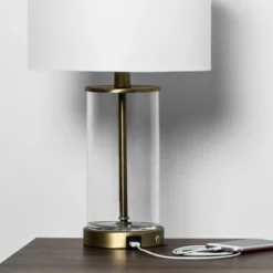 Fillable Accent With USB Table Lamp Brass - Threshold™: Modern Glass Nightstand Lamp, ETL Listed, No Bulb Included 8 Fillable Accent With USB Table Lamp Brass - Threshold™: Modern Glass Nightstand Lamp, ETL Listed, No Bulb Included -LumaHome GUEST 4230aee3 786a 4bde a46a 8ba460f4ad48 1