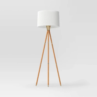 Rattan Wrapped Tripod Floor Lamp Gold - Threshold™ 3 Rattan Wrapped Tripod Floor Lamp Gold - Threshold™