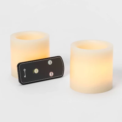 2pk 3" X 3" LED Flameless Black Wick Candle Cream - Threshold™ 4 2pk 3" X 3" LED Flameless Black Wick Candle Cream - Threshold™ - Image 2