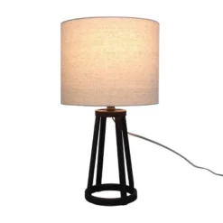 Medium Modern Industrial Assembled Table Lamp Black - Threshold™: UL Listed, Cotton-Linen Shade, Metal Body, No Bulb Included -LumaHome GUEST 5e453bf9 3d19 49ed a4c9 16462b30fa15