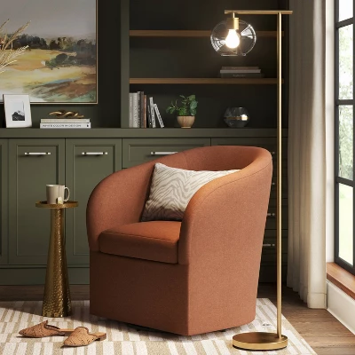 Brass Floor Lamp With Glass Shade - Threshold™: Modern Standing Light, ETL Listed, Metal Body 3 Brass Floor Lamp With Glass Shade - Threshold™: Modern Standing Light, ETL Listed, Metal Body