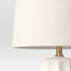 24.75"x13" Ribbed Ceramic Table Lamp Cream - Threshold™: Bedside, Nightstand, No Assembly Required -LumaHome GUEST 63f45e03 e589 4143 aca6 a7dcb7fccaab