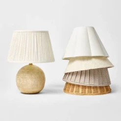 Round Faux Wood Lamp Base Brown - Threshold™ Designed With Studio McGee -LumaHome GUEST 64e55bef fd98 4da8 8608 17cd78b2c29f