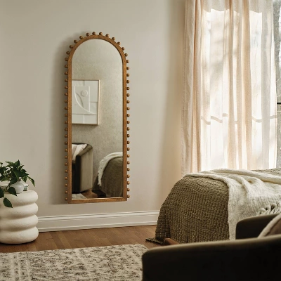 25"x65" Carved Beaded Floor Mirror - Threshold™ 3 25"x65" Carved Beaded Floor Mirror - Threshold™