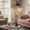 Arc Neck Floor Lamp With Natural Shade Black (Includes LED Light Bulb) - Threshold™ -LumaHome GUEST 729ae968 4f16 465c 8758 76ea5c18101e
