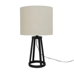 Medium Modern Industrial Assembled Table Lamp Black - Threshold™: UL Listed, Cotton-Linen Shade, Metal Body, No Bulb Included -LumaHome GUEST 76ff91ca c377 471b af4b c11f51a8500f
