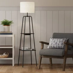 20" Etagere Power Source Shelf Floor Lamp Black Metal/Wood - Threshold™: USB Port, Modern Design 6 20" Etagere Power Source Shelf Floor Lamp Black Metal/Wood - Threshold™: USB Port, Modern Design -LumaHome GUEST 7ed33f3d d61f 4134 9af6 a522467763e9