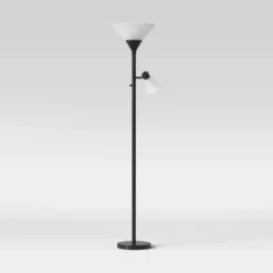 Mother Daughter Torchiere Floor Lamp Black With Glass Shade - Threshold™: Metal Body, ETL Listed, Dimmable -LumaHome GUEST 839ee090 2ce6 4bfc 9dfe 742ef637c7f8