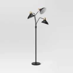 70"x36" 3-Head Floor Lamp Black - Threshold™: Adjustable, ETL Listed, Metal Shades, No Tools Assembly