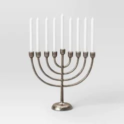 Classic Cast Aluminum Menorah Antique Silver - Threshold™ -LumaHome GUEST ac195cd0 44ac 4389 93f8 9849ec9cc9cf