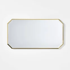 16"x30" Geometric Aluminum Metal Wall Mirror Brass - Threshold™ Designed With Studio McGee: Octagonal, No Assembly, Wall Mount