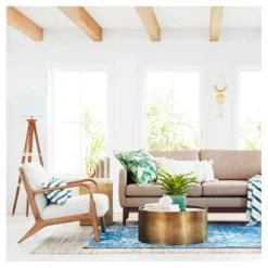 60"x16" Tripod Floor Lamp Oak Tone Wooden Finish - Threshold™: Elegant Standing Lighting, 3-Way Switch, UL Listed -LumaHome GUEST b186c1da ecf2 4f12 8b8d 1b1894f1a5c5 1