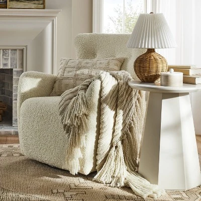 Natural Wicker Table Lamp Brown - Threshold™ Designed With Studio McGee: Chic Pleated Drum Shade, ETL Listed 4 Natural Wicker Table Lamp Brown - Threshold™ Designed With Studio McGee: Chic Pleated Drum Shade, ETL Listed - Image 2