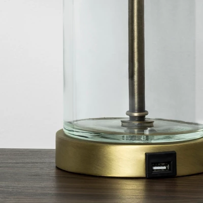 Fillable Accent With USB Table Lamp Brass - Threshold™: Modern Glass Nightstand Lamp, ETL Listed, No Bulb Included 5 Fillable Accent With USB Table Lamp Brass - Threshold™: Modern Glass Nightstand Lamp, ETL Listed, No Bulb Included - Image 4