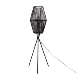 Diamond Tripod Floor Lamp Black With Rattan Shade (Includes LED Light Bulb) - Threshold™: Nautical Standing Illumination -LumaHome GUEST d5ce8c13 feb5 4c57 aa77 24bbec866966