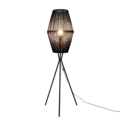 Diamond Tripod Floor Lamp Black With Rattan Shade (Includes LED Light Bulb) - Threshold™: Nautical Standing Illumination -LumaHome GUEST d6698513 cea3 4063 8f3c c0671d13df72