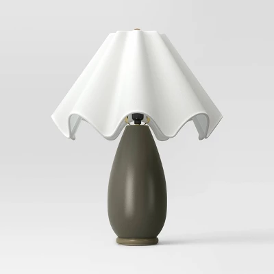 Wavy Shade Collection With Ceramic Base Table Lamp Green - Threshold™ 3 Wavy Shade Collection With Ceramic Base Table Lamp Green - Threshold™