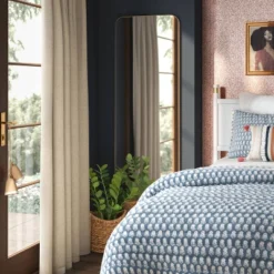 20" X 60" Infinity Full Length Mirror Brass - Threshold™: Modern Leaning, Wall Mountable