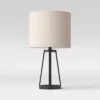 Medium Modern Industrial Assembled Table Lamp Black - Threshold™: UL Listed, Cotton-Linen Shade, Metal Body, No Bulb Included
